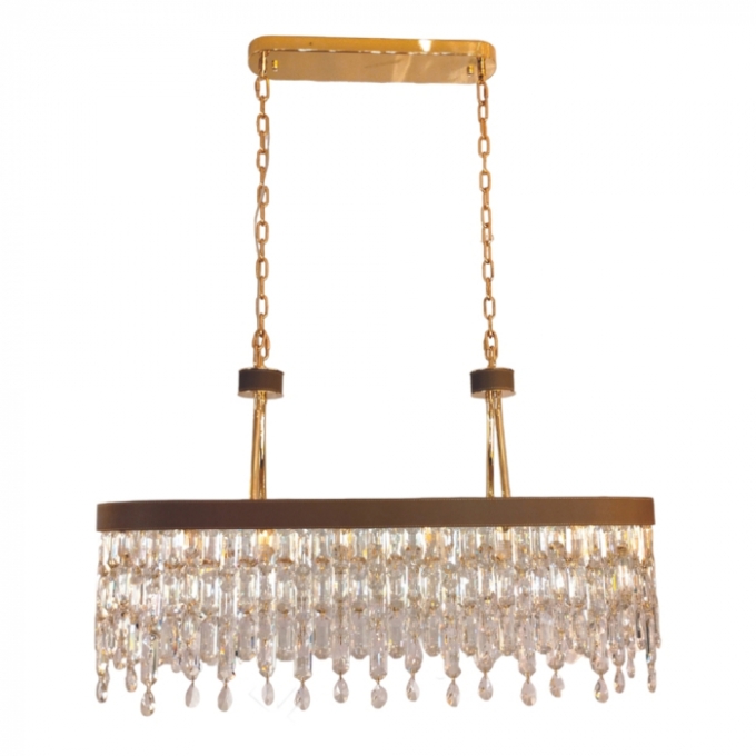Pendente Sindora Metal Dourado e Cristal 18L G9 1000x350x580mm DCD00284