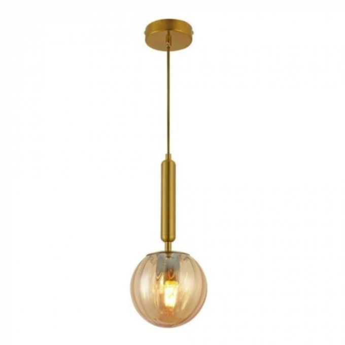 Pendente Sindora 1L E27 Metal Dourado e Vidro Champagne Ø150x300mm DCD02142
