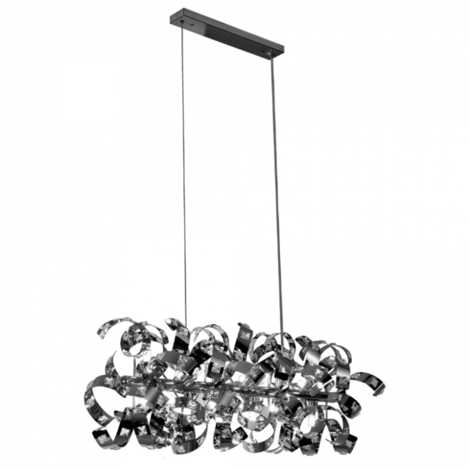 Pendente Sindora Inox Cromado e Cristal Transparente 18L G9 1100x380mm DCD06206