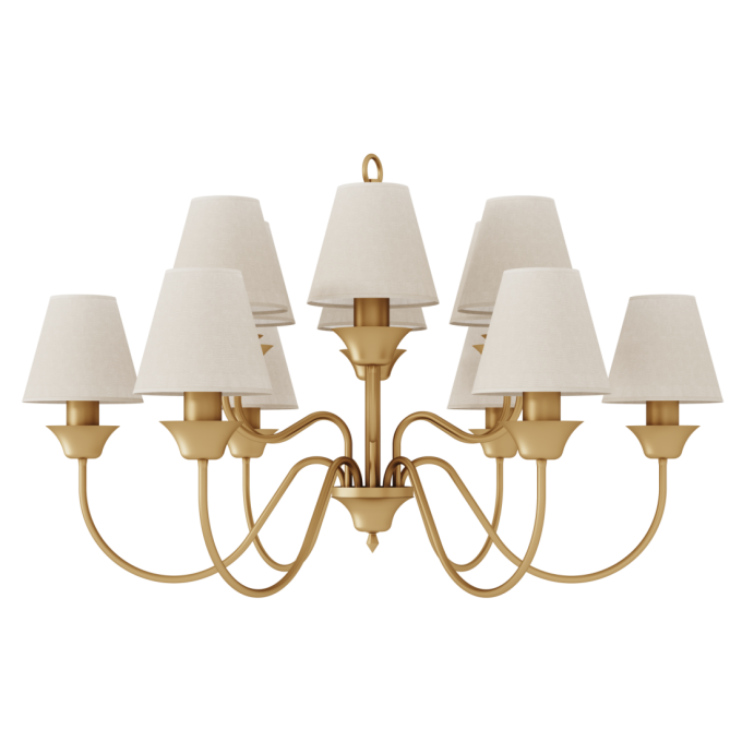 Lustre Foco Metallo Belga Cúpulas Tecido 12L E27 Ø900x510mm LU 409/12