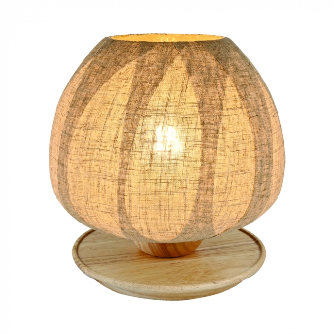 Abajur Sindora 1L E27 Madeira Vidro e Linho Palha 190x250x300mm DCD04137
