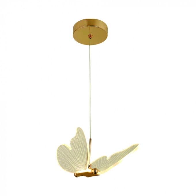 Pendente Sindora Borboleta Metal Dourado e Acrílico 8 watts 3000K 240x180mm QD05105