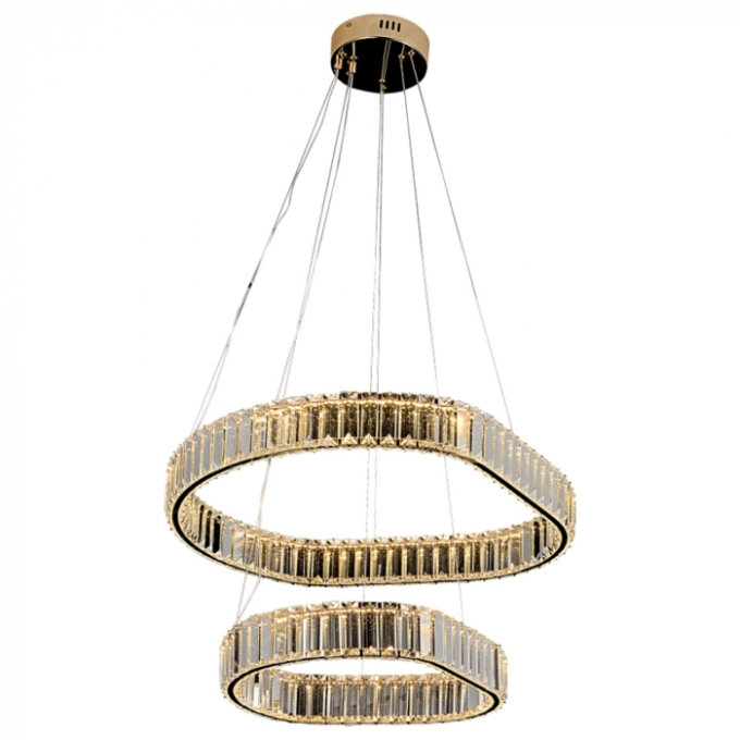 Pendente Sindora 58 watts 3000K Metal Dourado e Cristal Ø400x600mm DCD02854