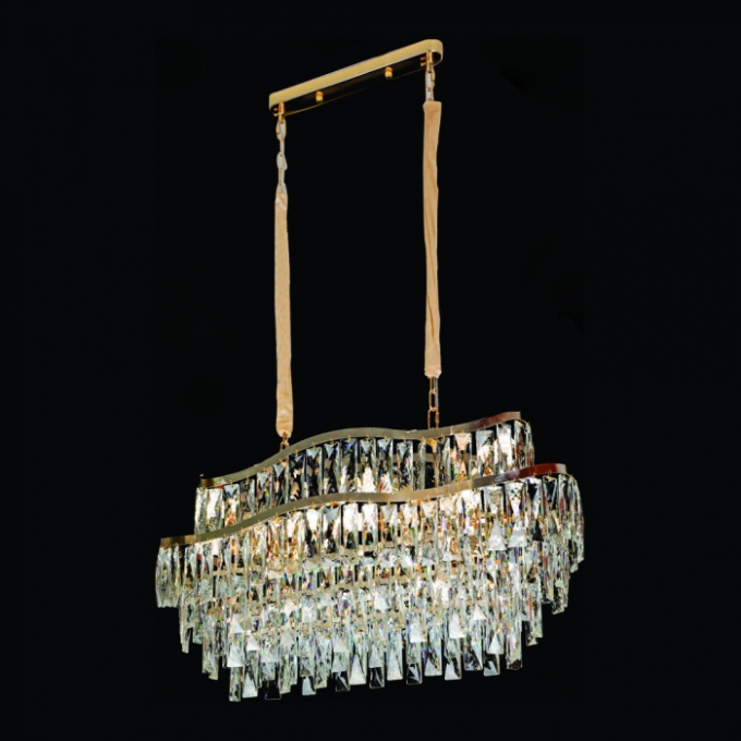 Pendente Sindora 8L E14 Metal Dourado e Cristal Transparente 400x340x760mm DCD06520

