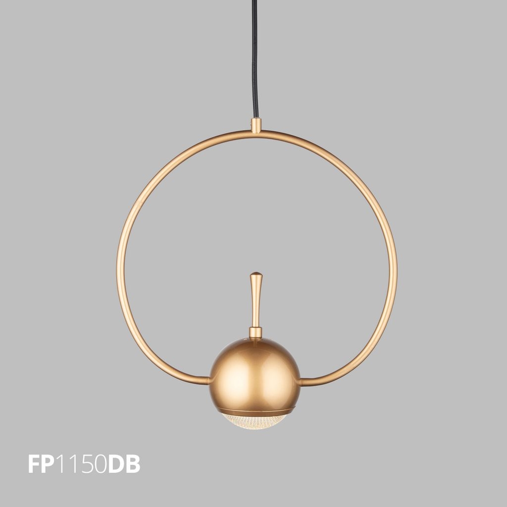 Pendente Flavo Anelli Metal Dourado Brilho e Difusor em Vidro 5 watts 3000K 400X300X100mm FP1150DB