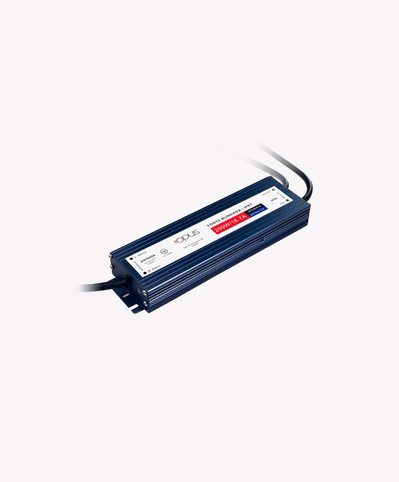 Fonte 12V Opus 200 Watts 16,7A IP67 Blindada 65x225x30mm OPS 86916