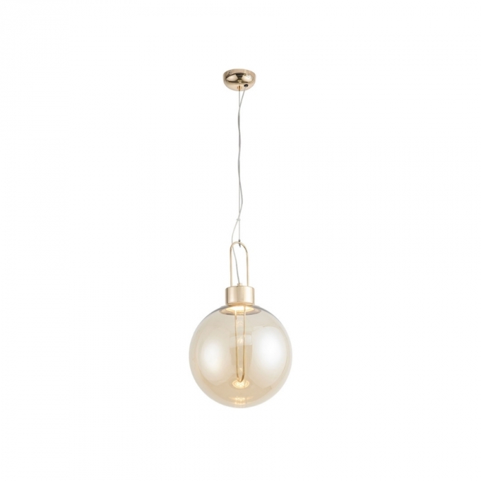 Pendente Flavo Vetri Metal Dourado Brilho Vidro Âmbar 5 watts 3000K Ø400X590mm FP1270DB