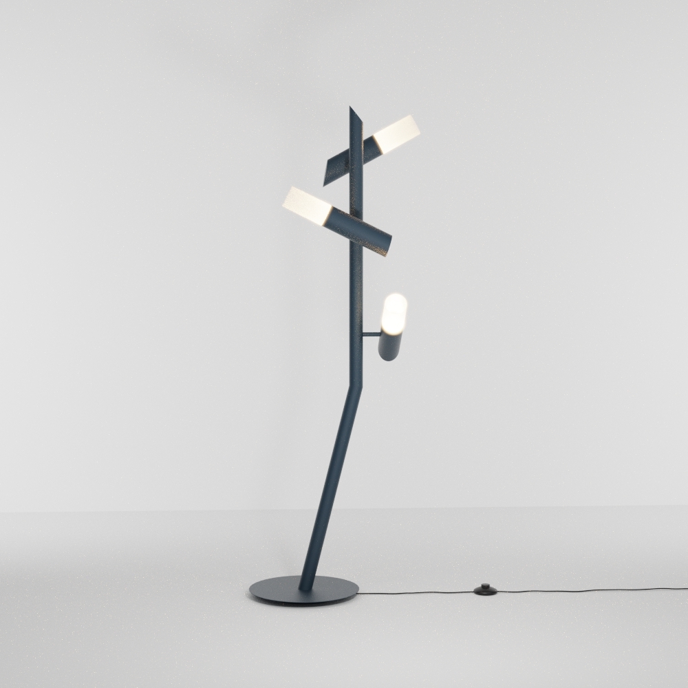 Luminária de Piso Golden Art Taq 3L Mini Dicróica 1410x500mm C2422PI (Designer Tadeu Omae)