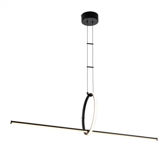 Pendente Flavo Equilibrio Metal Preto Fosco e Silicone 2x 8 watts 3000K 350X1200mm FP1620PF
