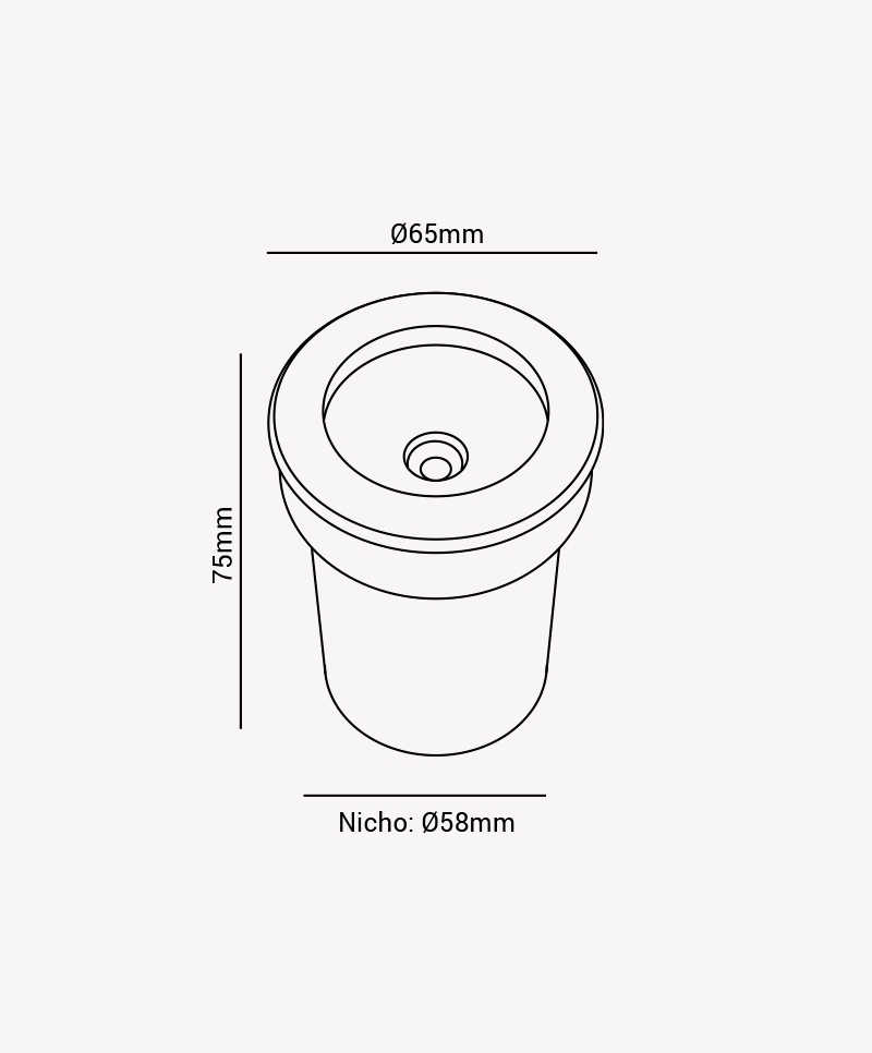 Embutido Solo Opus LED 3 watts 3000K 120° Inox IP65 Ø65mm OPS 87425