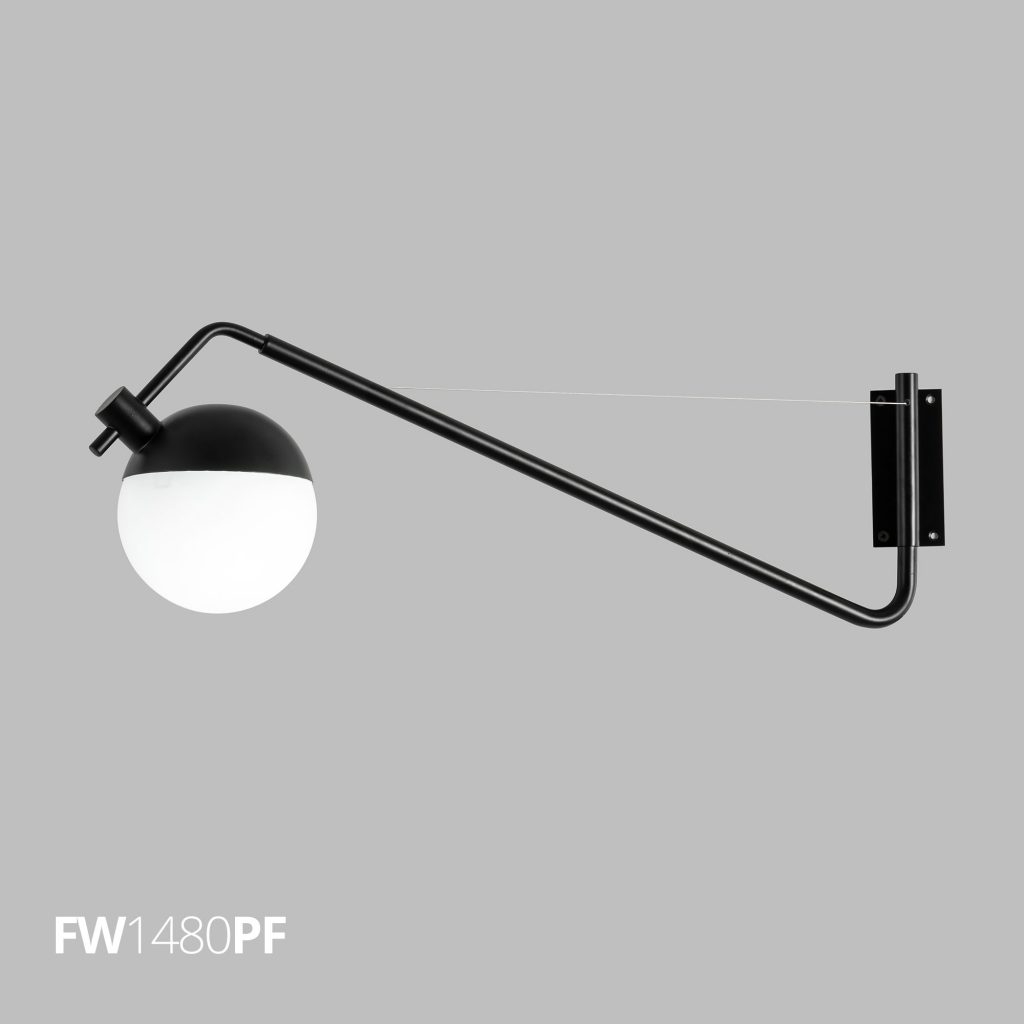 Arandela Flavo Lattea Metal Preto Fosco Vidro Leitoso 1L G9 180X120X600mm FW1480PF