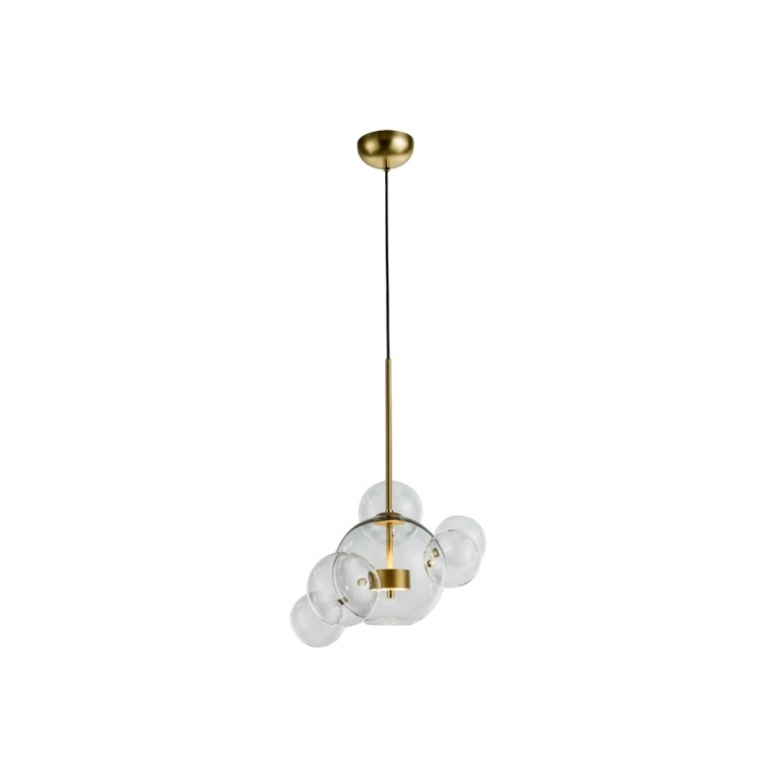 Pendente Flavo Vetri Metal Dourado Fosco Vidro Transparente 6 watts 3000K Ø480X690mm FP1130DF