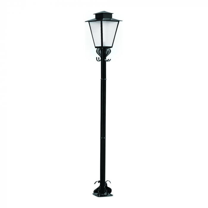 Poste Ideal Colonial Externo Aço Fosfatizado e Vidro Transparente 1L E27 1760x270x270mm P-3 VT