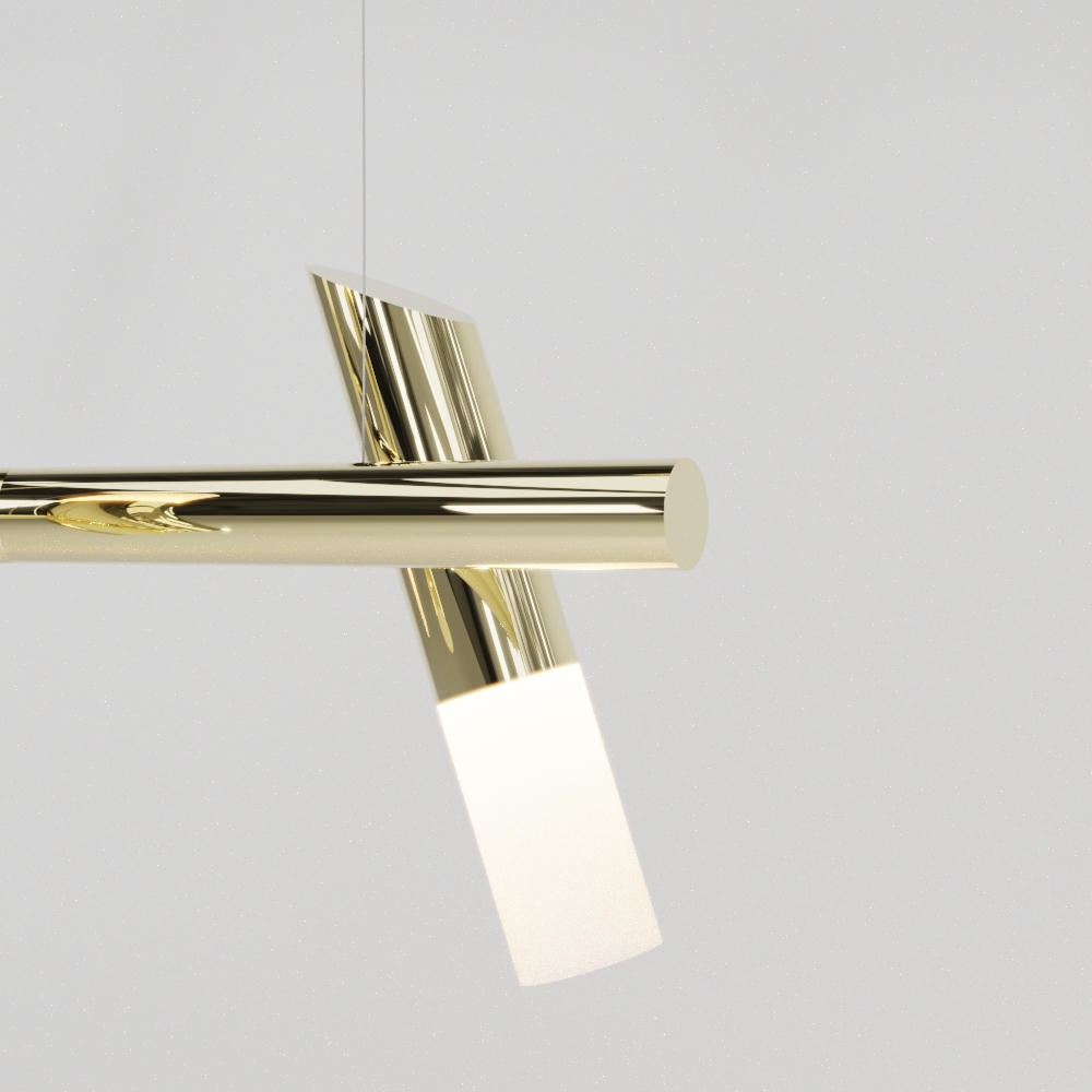 Pendente Golden Art Taq 7L Mini Dicróica 1800x320x410mm T2422-7PI (Designer Tadeu Omae)