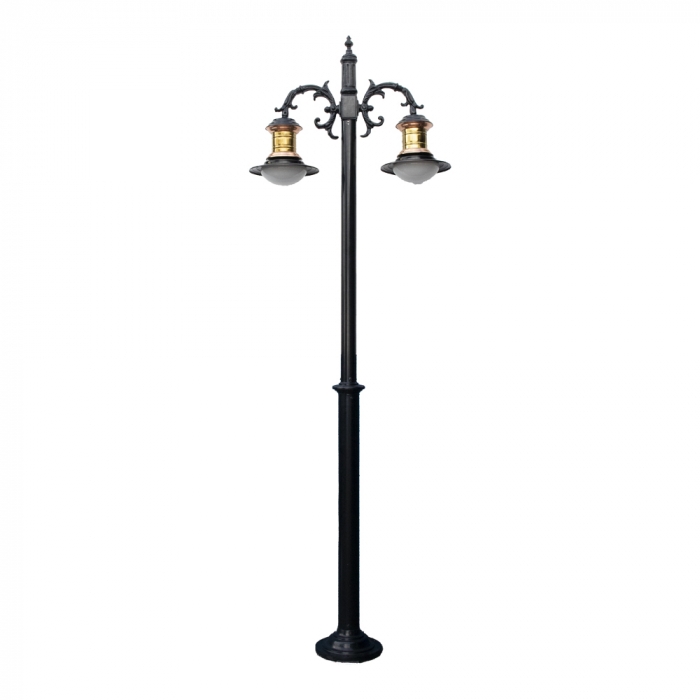 Poste Ideal SP Antigo Alumínio e Globo em Polietileno 2L E27 2300x1000x290mm 1449/2