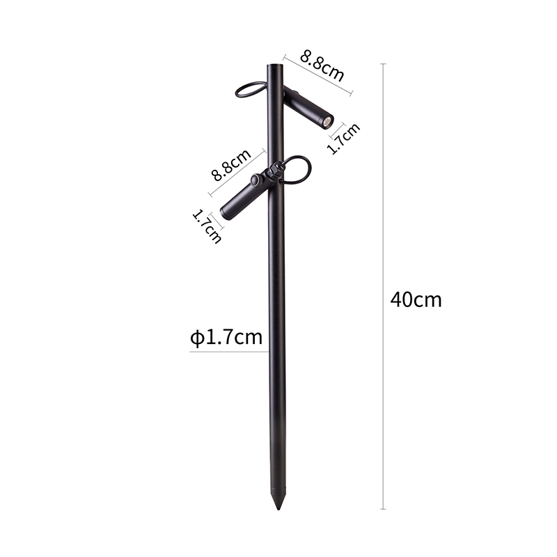 Mini Espeto Nordecor Kewe Preto 2x 1 watt 3000K IP67 36° Bivolt 400mm 6598
