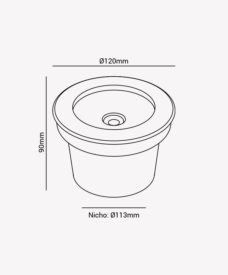 Embutido Solo Opus LED 12 watts 3000K 120° Inox IP65 Ø120mm OPS 87449