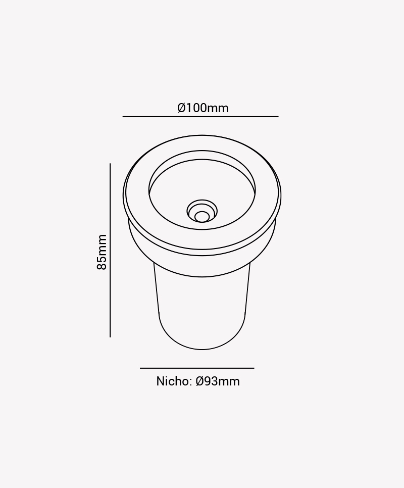 Embutido Solo Opus LED 7 watts 3000K 120° Inox IP65 Ø100mm OPS 87432