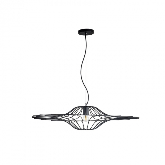 Pendente Flavo Filo Metal Preto Fosco 1L E27 Ø800X210mm FP1230PF