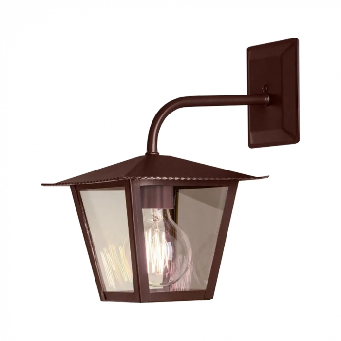 Arandela Ideal Colonial Aço Quadrada Média Fosfatizado e Vidro Transparente 1L E27 310x200x280mm L-4-B VT
