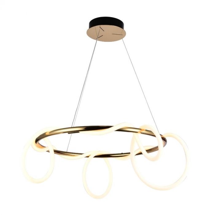 Pendente Flavo Facile Metal Dourado Champagne e Silicone 48 watts 3000K 350X600mm FP1450DC