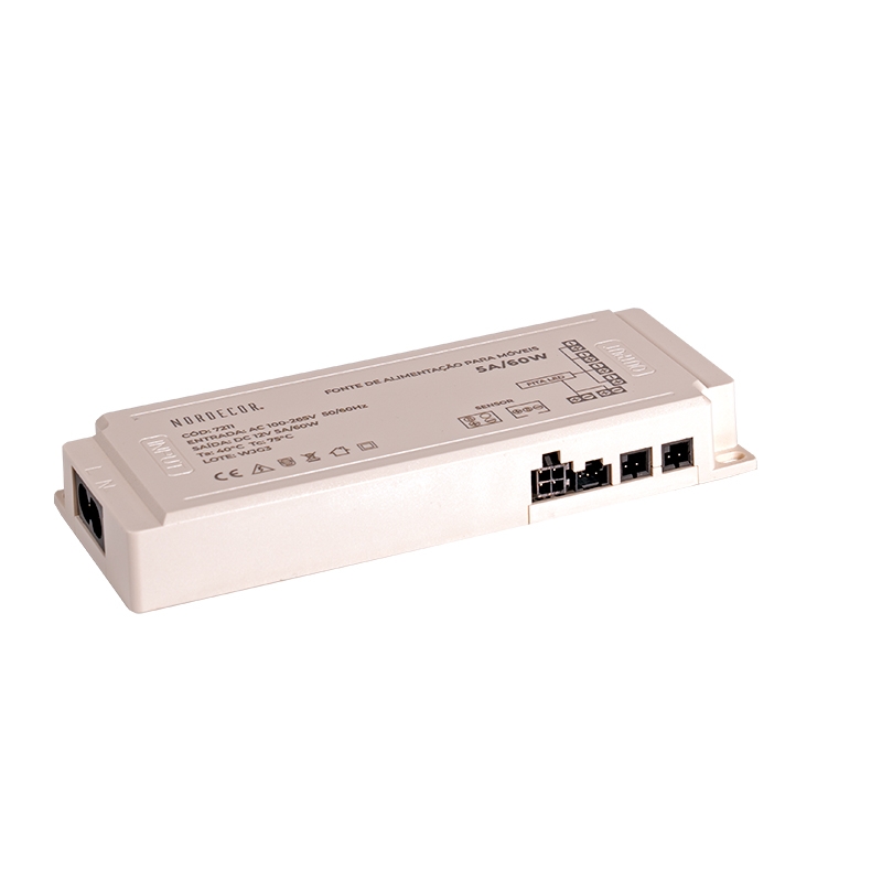 Fonte 12V Nordecor para Móveis 5A 60 watts Bivolt IP20 119x53x20mm 7211