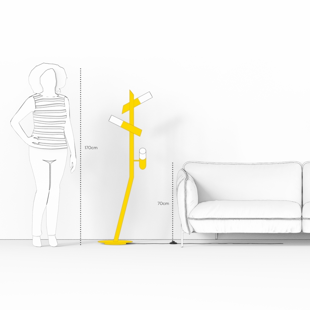 Luminária de Piso Golden Art Taq 3L Mini Dicróica 1410x500mm C2422PI (Designer Tadeu Omae)