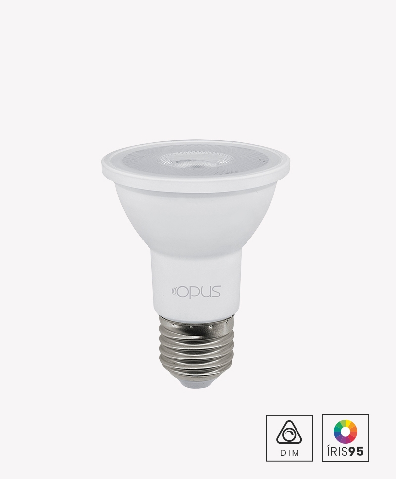 Lâmpada Opus LED PAR20 Dimerizavel 7 watts 2700K 40° IRC95 220V Ø63x81mm OPS 86077
