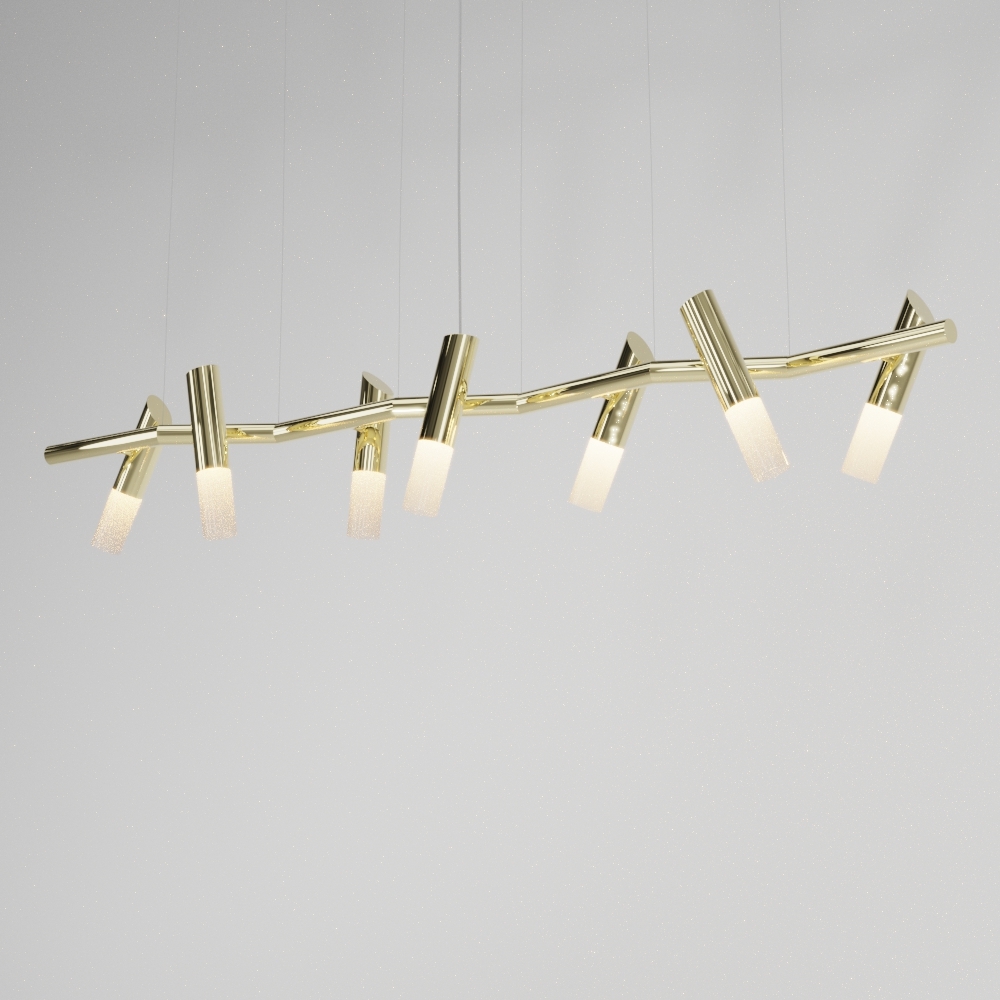 Pendente Golden Art Taq 7L Mini Dicróica 1800x320x410mm T2422-7PI (Designer Tadeu Omae)