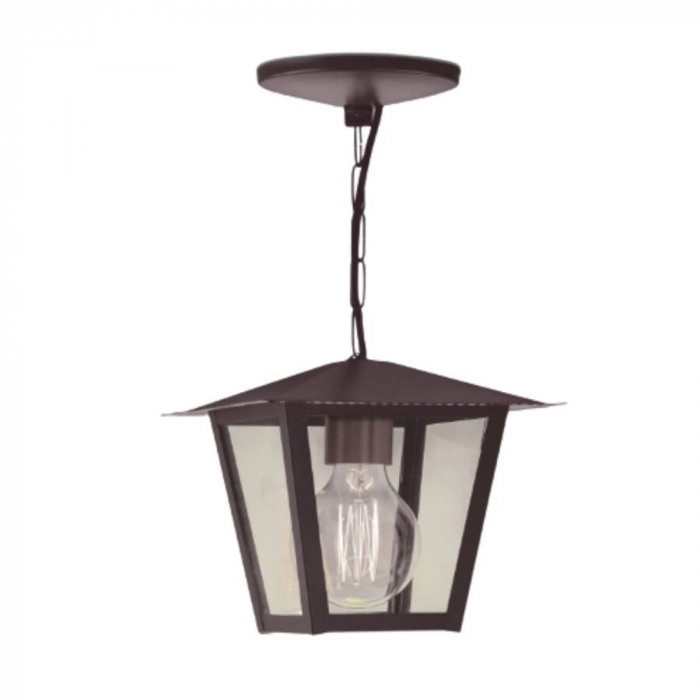 Pendente Ideal Colonial Aço Fosfatizado e Vidro Transparente 1L E27 330X200X200mm L-4-C VT