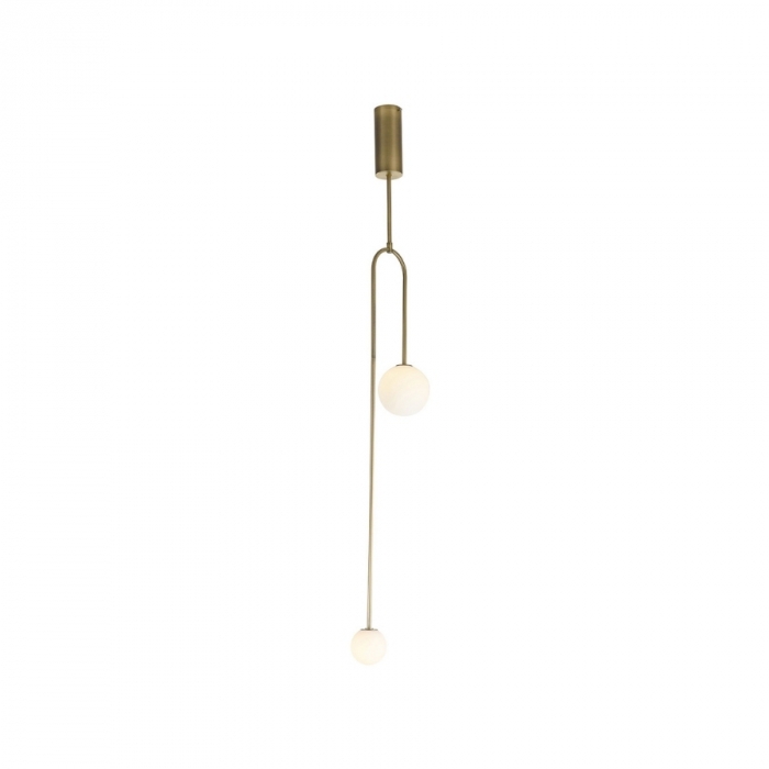 Pendente Flavo Verticalli Metal Latão Vidro Leitoso 2L G9 1600X250X100mm FP1210LT