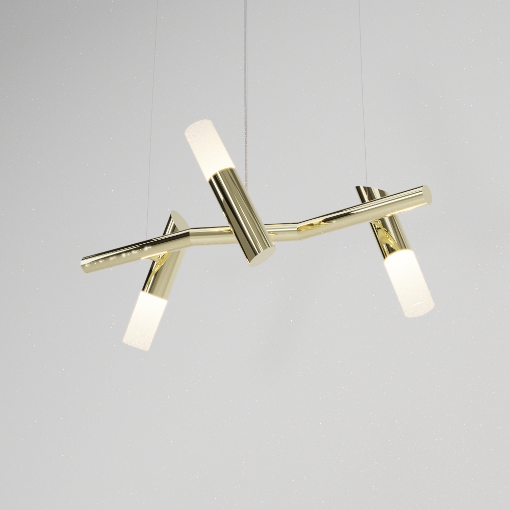 Pendente Golden Art Taq 3L Mini Dicróica 790x300x340mm T2422-3PI (Designer Tadeu Omae)