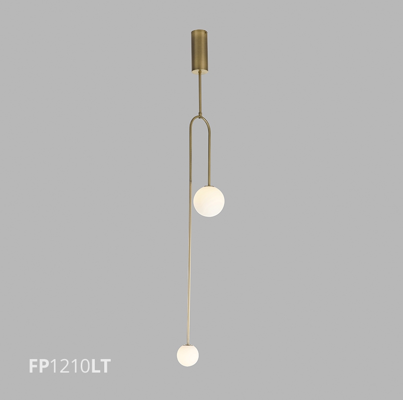 Pendente Flavo Verticalli Metal Latão Vidro Leitoso 2L G9 1600X250X100mm FP1210LT