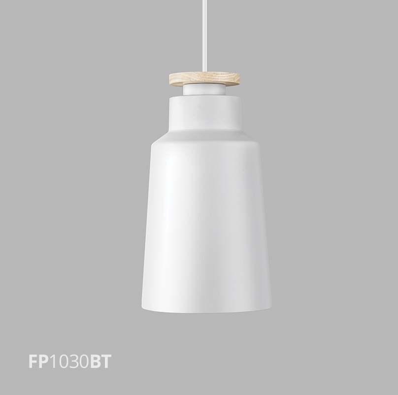 Pendente Flavo Disegno Branco Madeira Clara 1L E27 Ø160X284mm FP1030BT