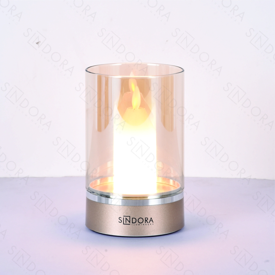 Abajur Sindora Vela Dourado USB Bateria Recarregável 3 watts 3000K Bivolt Ø85x140mm DCY02520