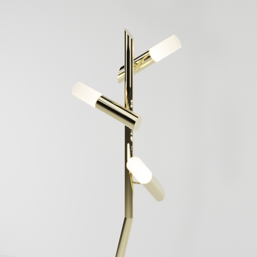 Luminária de Piso Golden Art Taq 3L Mini Dicróica 1410x500mm C2422PI (Designer Tadeu Omae)