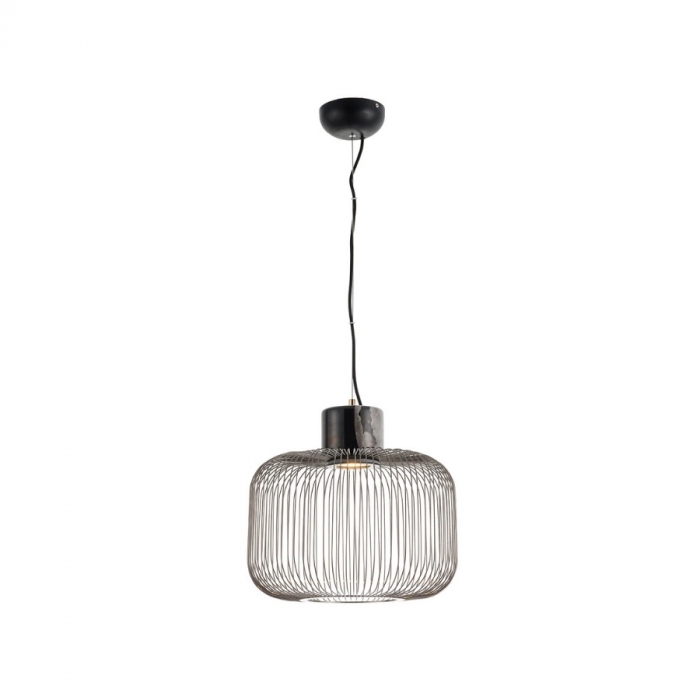Pendente Flavo Pietre Metal Preto Fosco Base em Mármore 1L GU10 Ø300X280mm FP1290PF