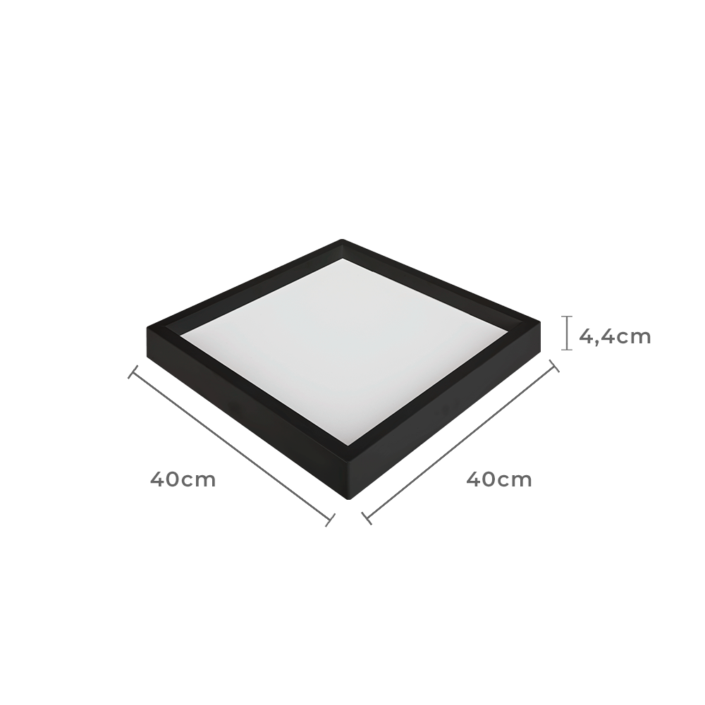Painel Sobrepor Quadrado Nordecor Kais 36 watts 6500K Preto Bivolt 400x400mm 4272