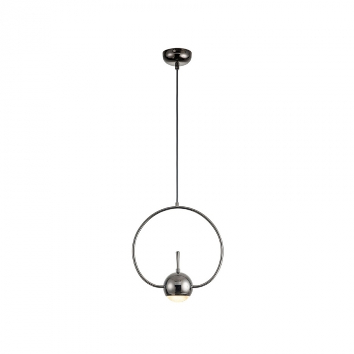 Pendente Flavo Anelli Metal Preto Perolizado e Difusor em Vidro 5 watts 3000K 400X300X100mm FP1150PP