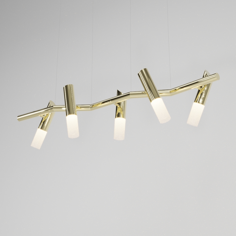 Pendente Golden Art Taq 5L Mini Dicróica 1300x320x320mm T2422-5PI (Designer Tadeu Omae)