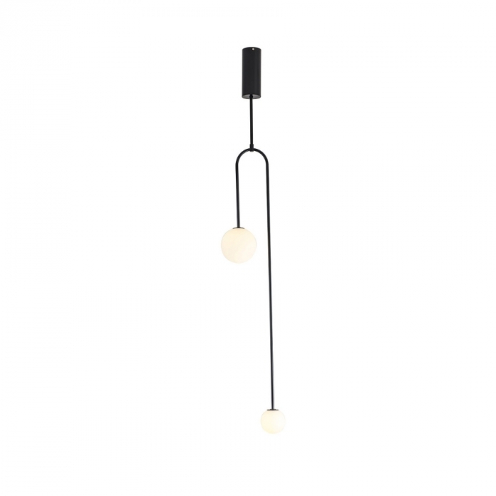 Pendente Flavo Verticalli Metal Preto Fosco Vidro Leitoso 2L G9 1600X250X100mm FP1210PF