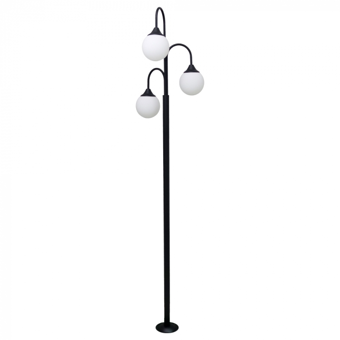 Poste Ideal Sphera Externo Alumínio e Vidro 3L E27 2150X450X350mm PA-33