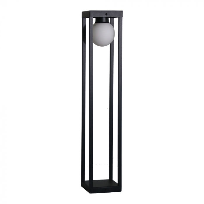Poste Balizador Ideal Retangular Externo Alumínio e Vidro 1L G9 700X130X130mm PA-417