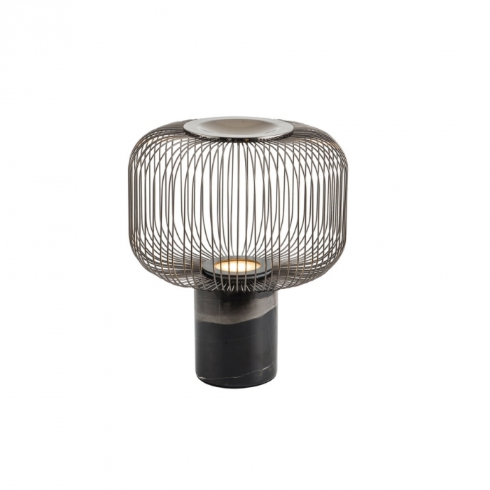 Luminária de Mesa Flavo Pietre Metal Preto Fosco Base em Mármore 1L GU10 355XØ300mm FP1280PF