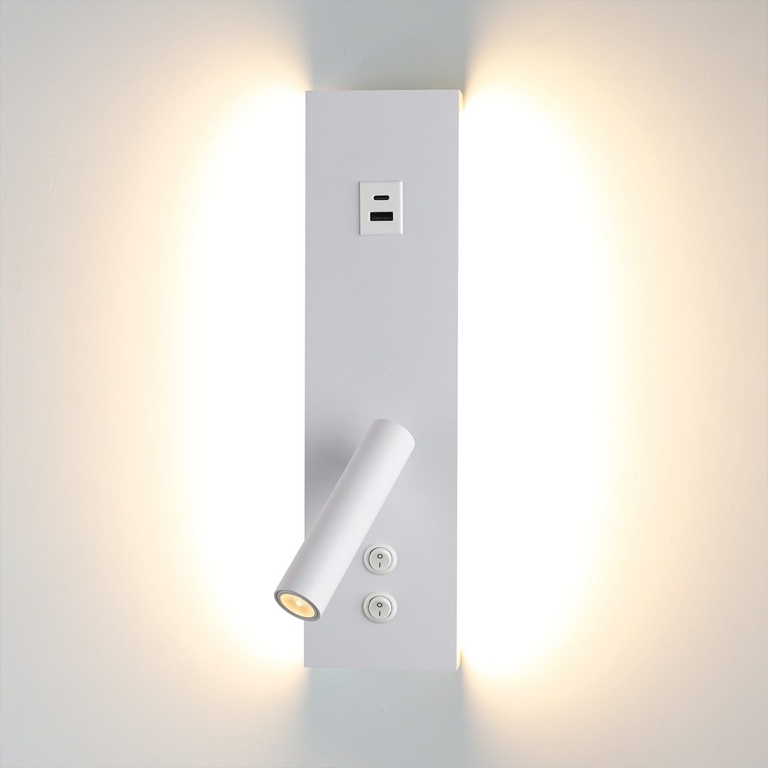 Arandela Nordecor Enna 12 watts 3000K USB Bivolt Branco 300x80x10mm 2850 