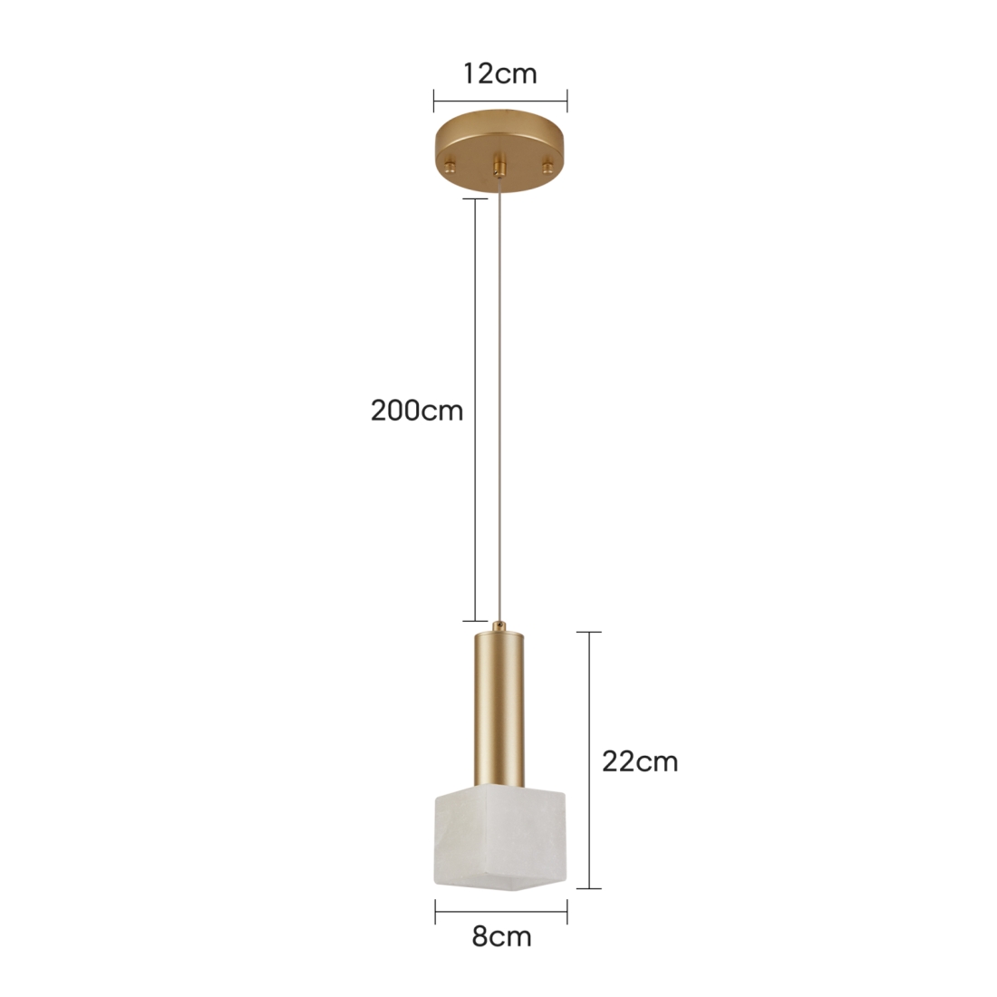 Pendente Nordecor Dufi 1L G9 Ouro Champagne e Mármore IP20 Bivolt 80x80x220mm 2923