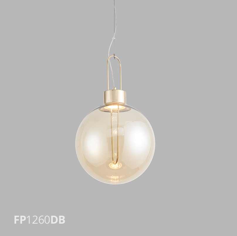 Pendente Flavo Vetri Metal Dourado Brilho Vidro Âmbar 5 watts 3000K Ø300X480mm FP1260DB