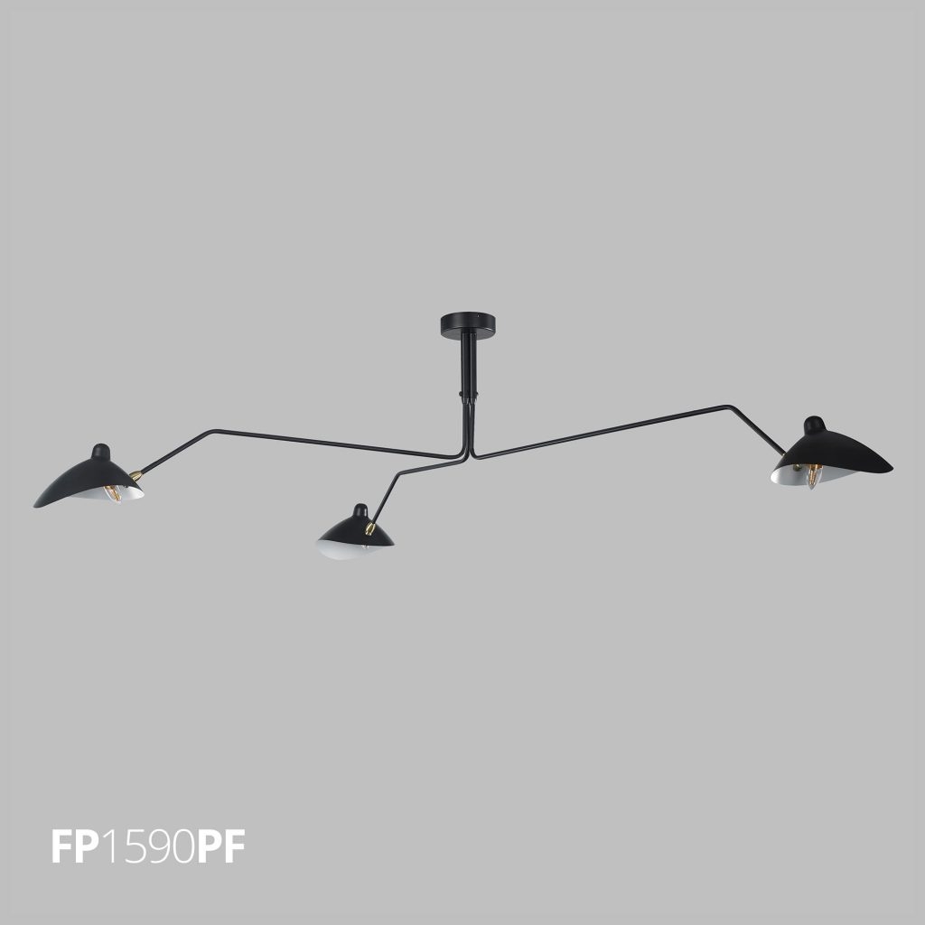 Pendente Flavo Rami Metal Preto Fosco 3L E14 600X2500mm FP1590PF