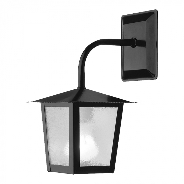 Arandela Ideal Colonial Quadrada Pequena Aço Fosfatizado e Vidro Transparente 1L E27 280x150x235mm L-2-B VT
