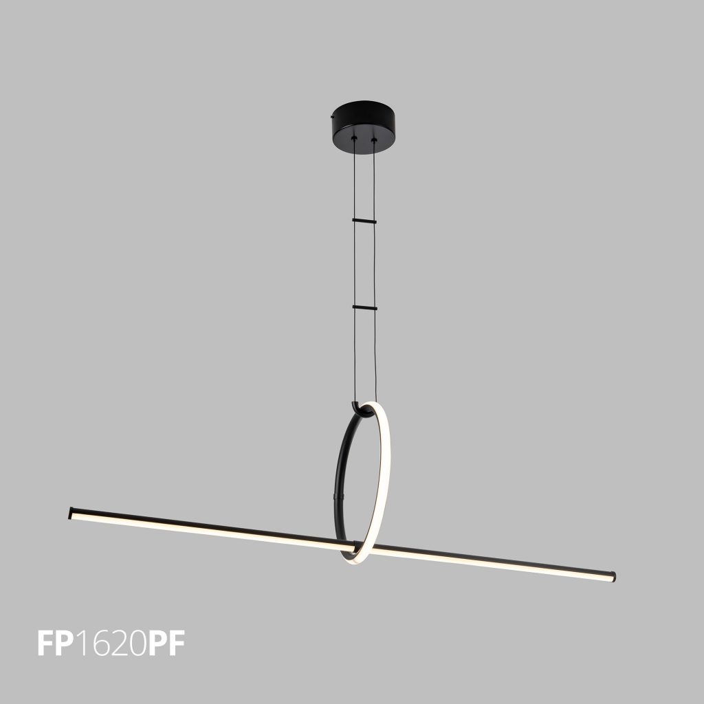 Pendente Flavo Equilibrio Metal Preto Fosco e Silicone 2x 8 watts 3000K 350X1200mm FP1620PF